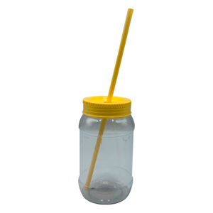 Termo 500ml con tapa y popote - amarillo