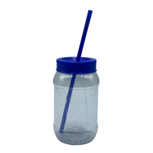 Termo 500ml con tapa y popote - azul rey