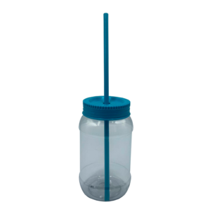Termo 500ml con tapa y popote - celeste